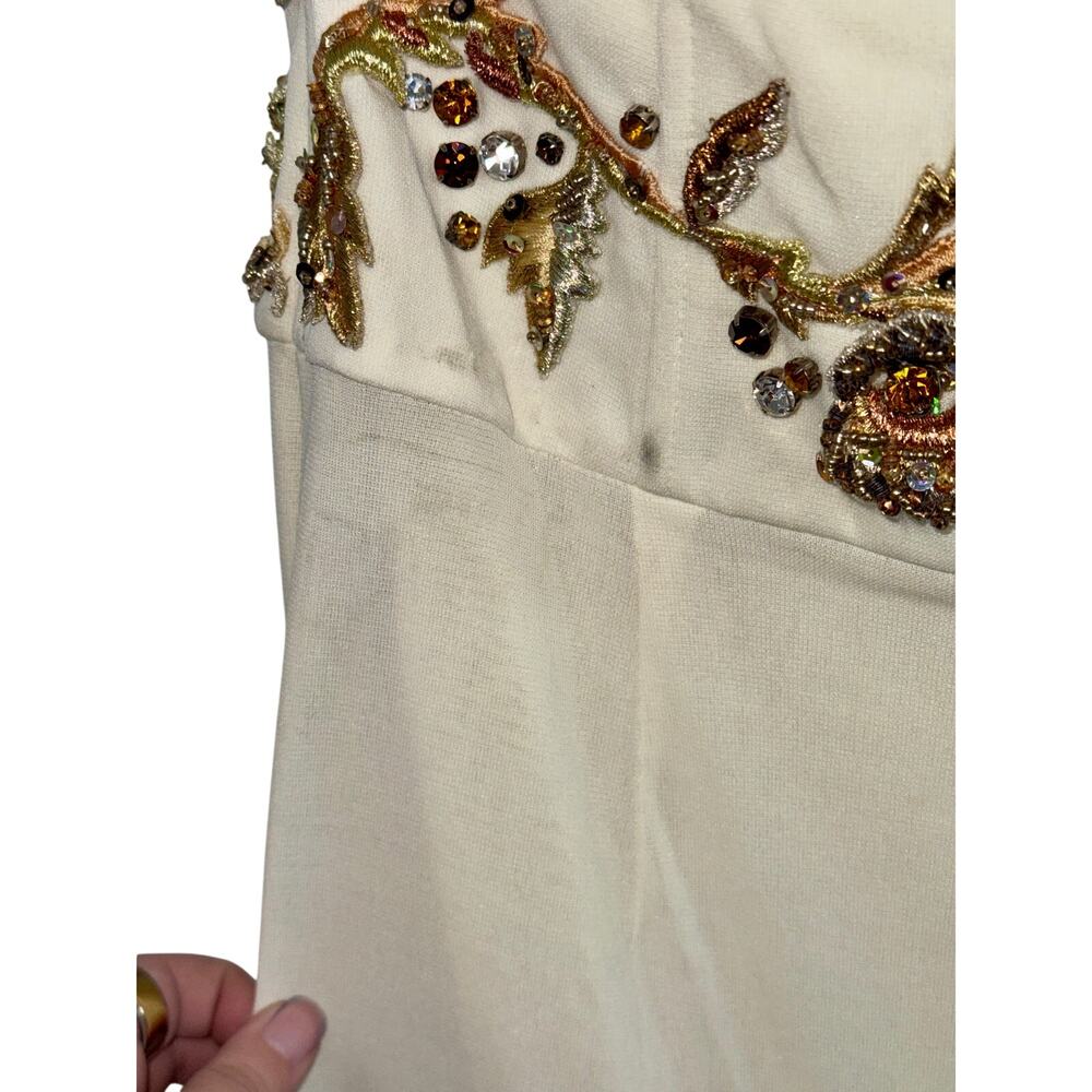 NEW Mandalay Cream Embellished Maxi Long Evening Gown Formal Dress Women Size 10 - Picture 10 of 16